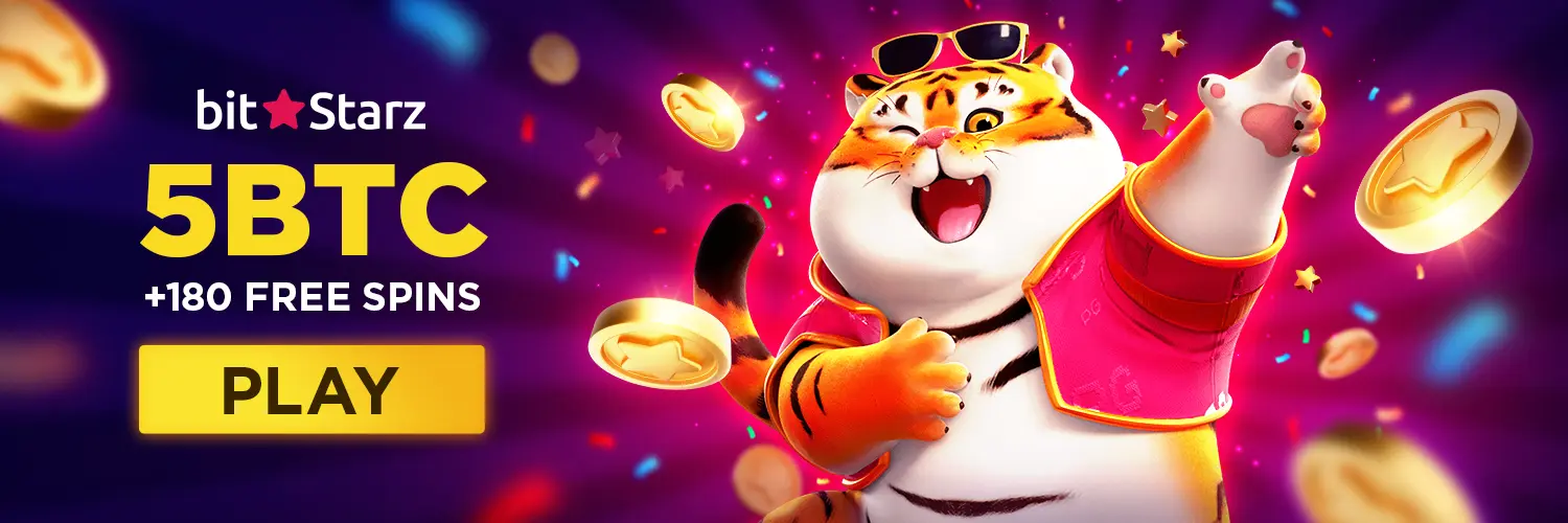 BitStarz casino — tiger mascot promotional banner
