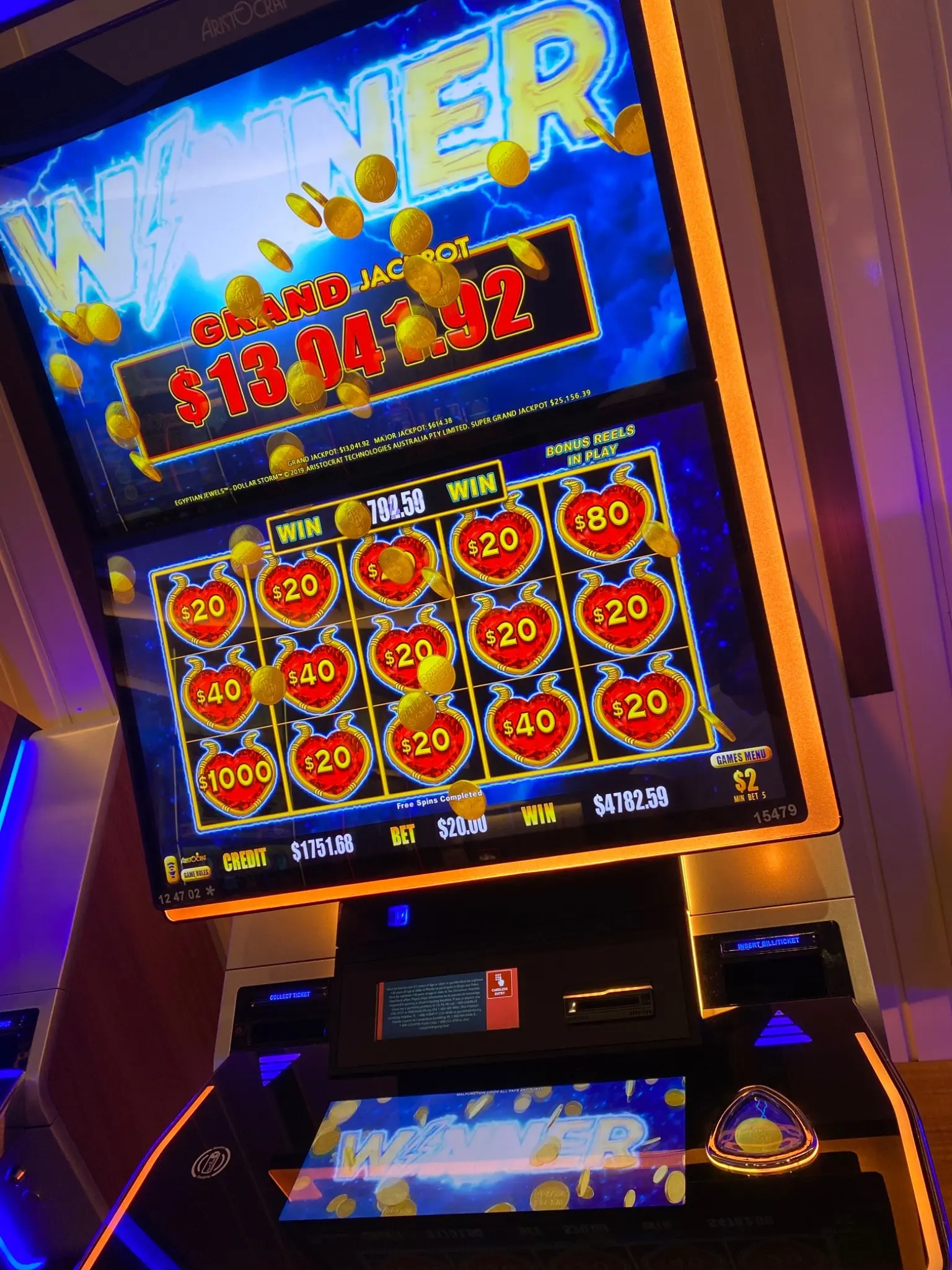Slot machine win — $13,041.92