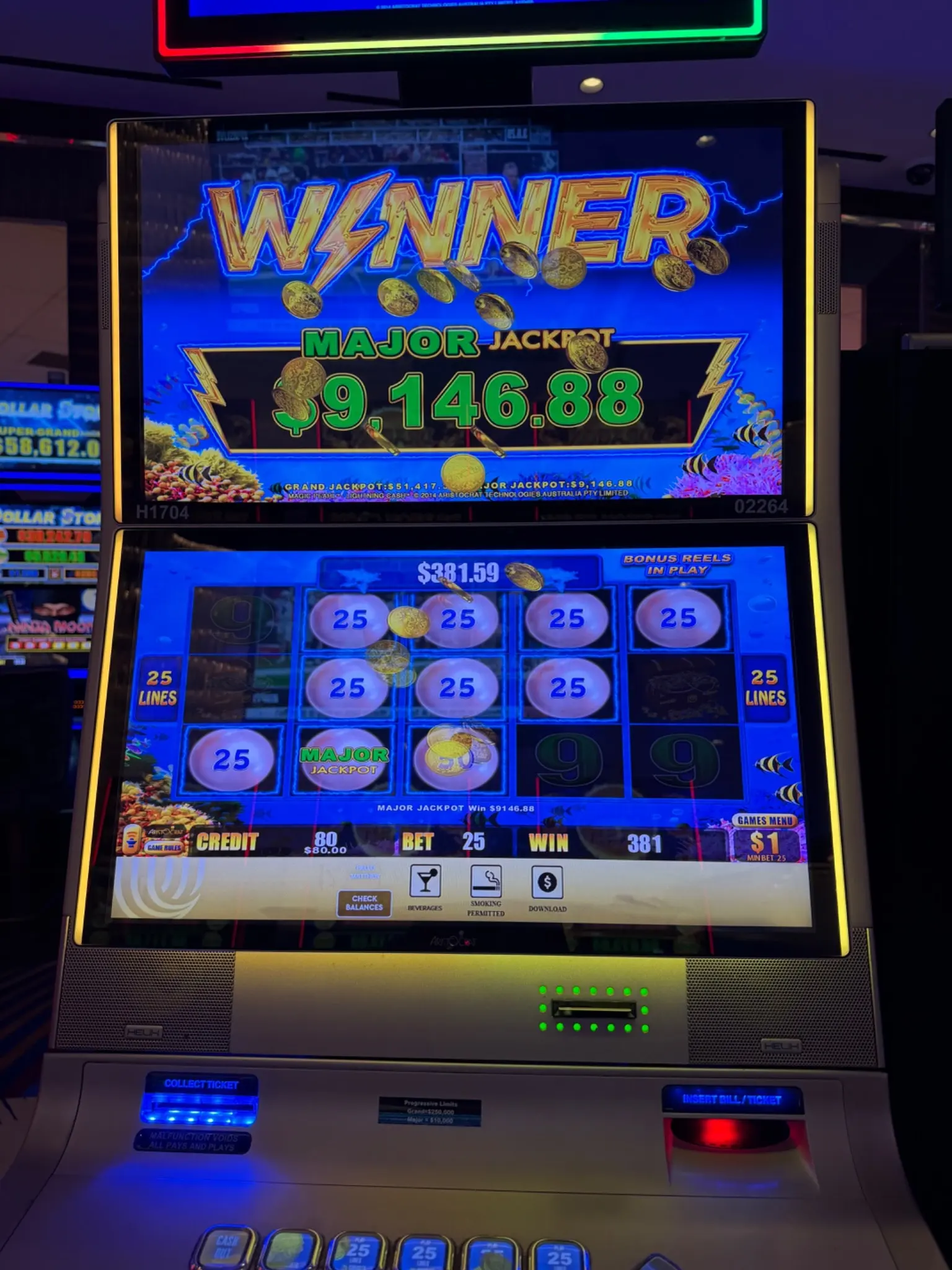 Slot machine win — $10,414.64